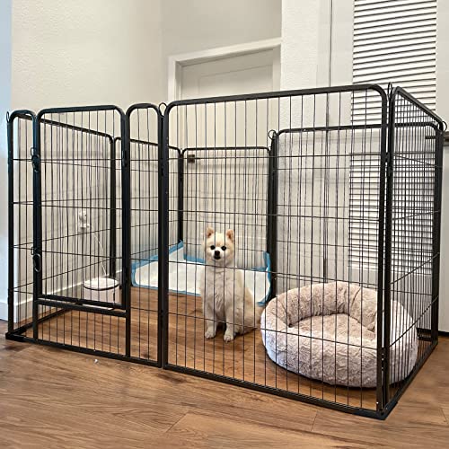 Dog Playpen Indoor & Outdoor Foldable Pet Exercise Fence Pen with Door Gate,Dog Kennels for Small/Medium/Puppy Dogs,Rabbits (8 Panels, 31 Inch)…