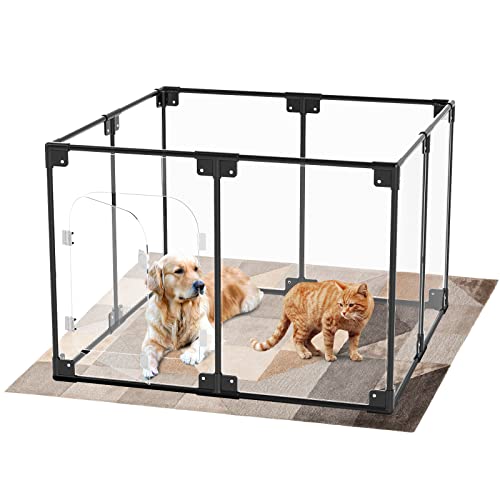 Dog Playpen Pet Pen x pens for Dogs Crate Cage Kennel Dog Fence Clear Dog playpen for Small, Medium Dogs Puppy and Rabbit & Indoor (S, Black)