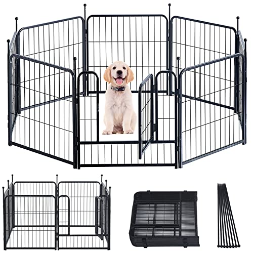 Dog Playpen,Portable Outdoor Dog Fence, Dog Pen Indoor, Dog Playpen for Large/Medium/Small Dogs, Dog Fences for The Yard,with Doors Foldable Metal Dog playpen (24 inch, 08 Panels)