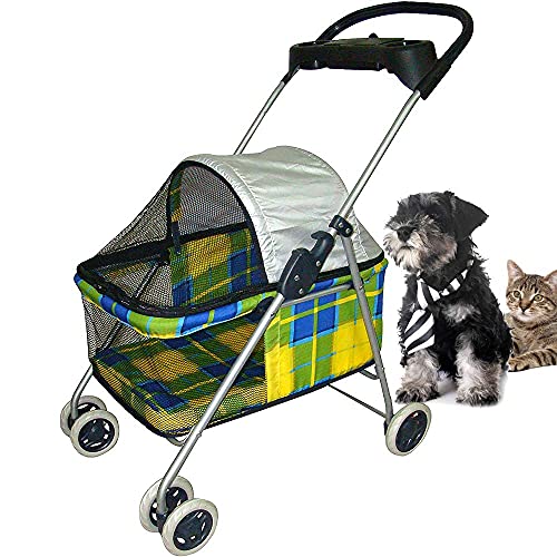 Dog Stroller Cat Stroller Pet Stroller for Medium Small Dogs 4 Wheels Posh Folding Waterproof Portable Travel Cat Dog Stroller with Cup Holders Removable Liner Mesh Windows Jogger Puppy Stroller,35lbs