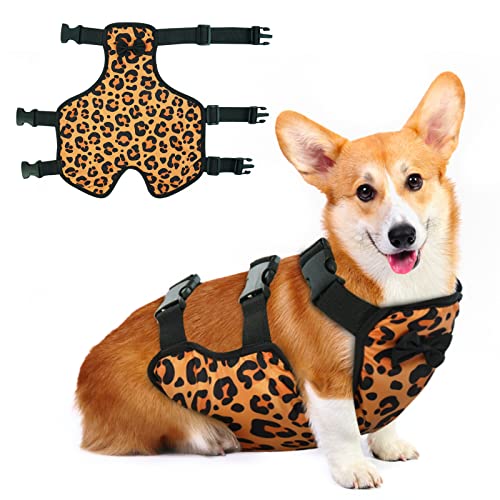 Dog Vest to Protect Belly, Waterproof Dog Bib Chest Protector, Leopard Pet Apron for Female Male Dogs Corgi Dachshund Bulldog, Puppy Protective Vest, Prevents Dog from Getting Dirty Wet & Injured