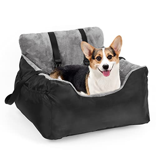 DogBaby Dog Car Seat for Small Dogs, Detachable and Washable Pet Car Seat, Small Dog Car Seat with Storage Pockets and Adjustable Clip-On Leash Dog Booster Seats Bed