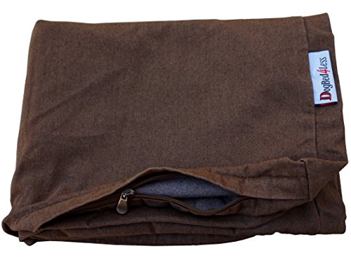 Dogbed4less 55X47X4 Inches Heavy Duty Brown Color Denim Jean Dog Pet Bed External Zipper Cover - Replacement Cover only