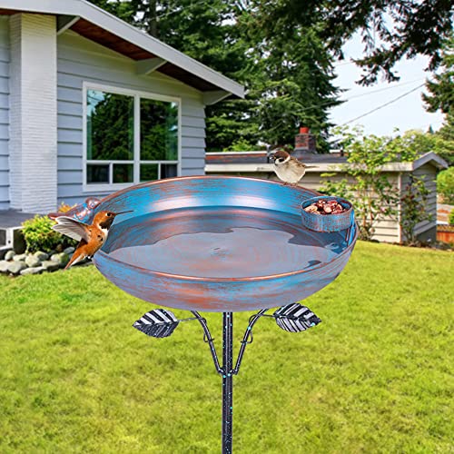 DREAMSOUL Metal Bird Bath with 3 Prongs Base, Outdoor Garden Bird Bath and Feeder Combo Standing Birdbaths for Yard Patio Decor