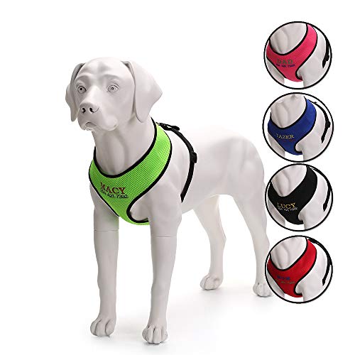 Durable Customize Dog Harness with Name, Embroidered Name Phone Number Pet Harness, Personalized ID Collar Soft Mesh Padded Collar Vest for Dogs