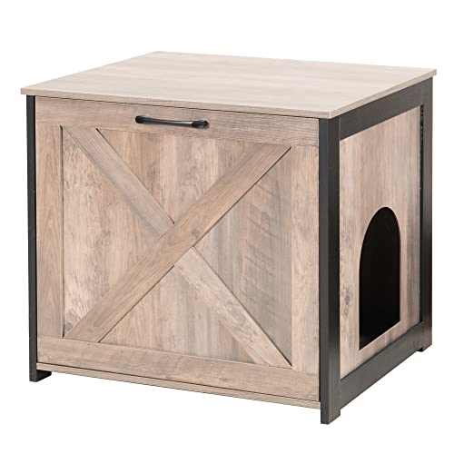 DWANTON Cat Litter Box Enclosure Furniture, Cat Litter Box Furniture Hidden,Reversible Entrance Can Be on Left or Right Side, Indoor Cat Box Cabinet, Wooden Cat Washroom, End Table, Nightstand