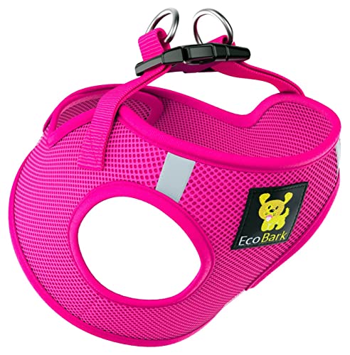 EcoBark Rapid Fastener Super Comfort Fully Adjustable Double Padded Step in Dog Harness (Medium, Pink)