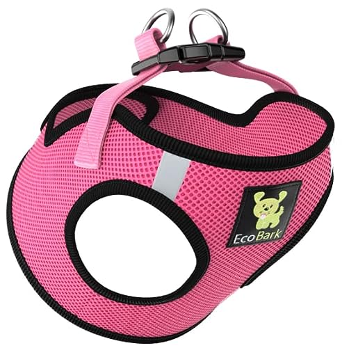 EcoBark Step in Dog Harness - Eco-Friendly Teacup Dog Harnesses for XXS, XS, and Small Dogs - Reflective and Adjustable Mini Body Halter Vest -Tiny Soft Mesh Toy Breed Harness (Bubblegum Pink, XXS)