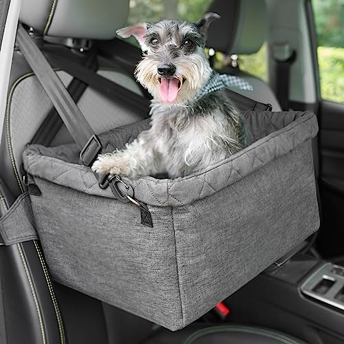 EHEYCIGA Dog Car Seat for Small Dogs Up to 25lbs, Dog Booster Seat with Adjustable 4 Safety Straps, Washable Dog Seat for Car with Removable Cover and Suede Lining