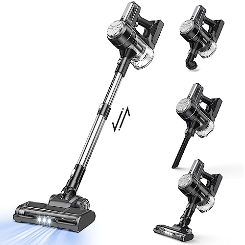 EICOBOT Cordless Vacuum Cleaner, 20000Pa Powerful Cordless Vacuum 6 in 1, 30Mins Long Runtime, Lightweight & Ultra-Quiet Stick Vacuum for Hardwood Floor Carpet Car Cleaning Deep Silver