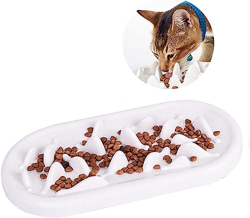 Elongated Design Slow Feeder Cat Bowl, Cute Fish Cat Slow Feeder Bowl Stopper,Fun Interactive Bloat Stop Cat Feeder Cat Bowl to Slow Down Eating, Anti Vomiting and Prevents Obesity Improves Digestion