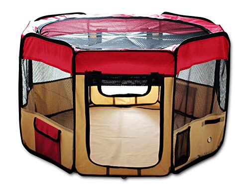 ESK Collection 48" Pet Puppy Dog Playpen Exercise Pen Kennel 600D Oxford Cloth, Red, Model: 48" Red