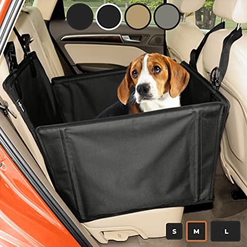 Extra Stable Dog Car Seat - Reinforced Car Dog Seat for Medium-Sized Dogs with 4 Fastening Straps - Robust and Waterproof Pet Car Seat for The Back Seat of The Car (M Size)