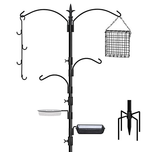 FEED GARDEN Premium Bird Feeding Station Kit, 92 Inch Pole, Multi Feeder Hanging Kit for Bird Watching, Bird Bath Bird Feeder Planter Hanger Bird Feeders Stand