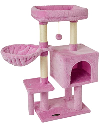 FISH&NAP US09FE Cute Cat Tree Kitten Cat Tower for Indoor Cat Condo Sisal Scratching Posts with Jump Platform Cat Furniture Activity Center Play House Pink