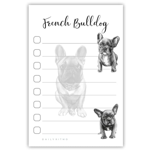 French Bulldog Puppies Sticky to Do List Notepad - Dog Sticky Notes Stationary School Office Supplies for Frenchie Mom | French Bulldog Gifts for Frenchie Lovers | 4" x 6" 50 Pages