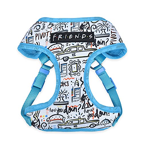 Friends the TV Show City Doodle Dog Harness for Small Dogs, Small (S) | Blue Small Dog Harness, No Pull Dog Harness with D-Ring | Machine Washable Friends Merch for Dogs from Friends TV Show