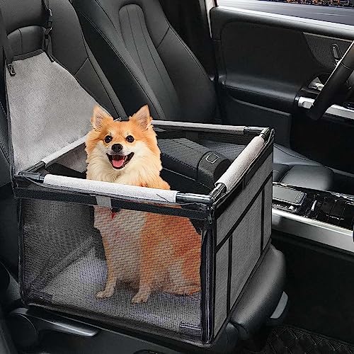 GENORTH Dog Car Seat Puppy Pet Seats for Cars Vehicles Small Dogs Upgrade Washable Portable Pet Booster Car Seat Travel Carrier Cage with Clip-On Safety Leash,Perfect for Small Pets