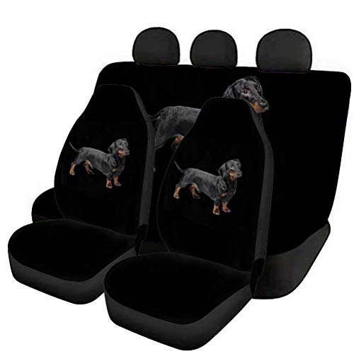 GePrint Dachshund Car Seat Covers Front and Rear Bench Protector Full Set Polyester Accessories Universal Fit for Vehicles,Cars,SUVs,Vans