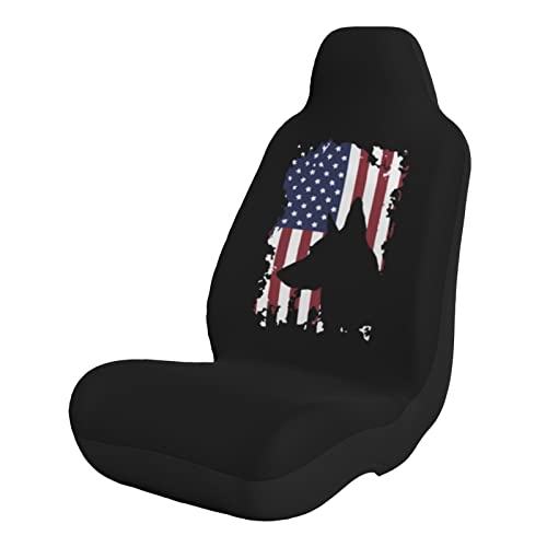 German Shepherd American Flag Universal Truck SUV Car Seat Cover Set Car Interior Seat Covers