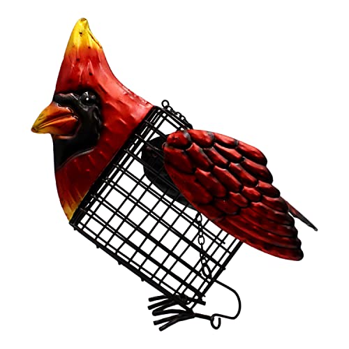 Gift Essentials Cardinal Suet Feeder Holds One Suet or Seed Cake, Includes Hanging Chain and Snap Shut Suet Cage