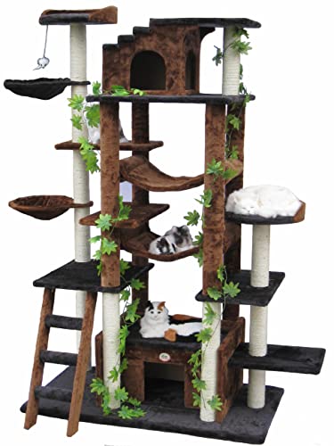 Go Pet Club 77-Inch Cat Tree, Brown/Black