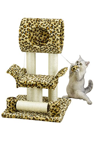 Go Pet Club Cat Tree Condo House, 18W x 17.5L x 28H Inches, Leopard