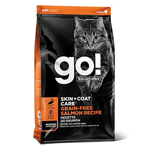 GO! Solutions Skin + Coat Care - Grain Free Dry Cat Food, 16 lb - Salmon Recipe - Cat Food for All Life Stages - with Probiotics