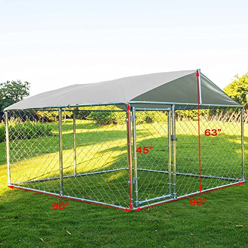 Grepatio Outdoor Dog Kennel,Large Dog Playpen Outdoor Dog Fence for Backyard Dog Run with Waterproof Cover