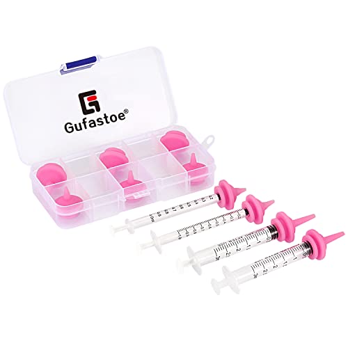 Gufastoe 10pcs Original and Mini Pink Nipples with Syringes for Pets and Wildlifes