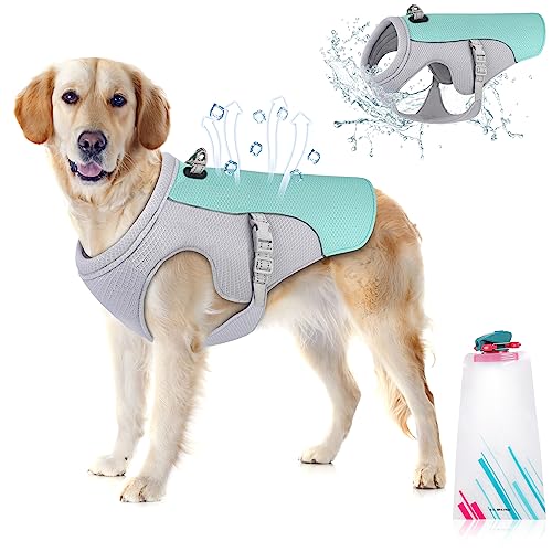 Guzekier Dog Cooling Vest Dog Harness Cooler Jacket with Portable Water Bottle, for Walking Dog, Outdoor Camping and Hunting Training.(S)