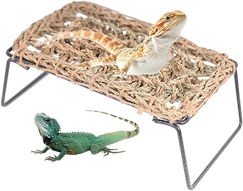 halinfer Lizard Lounger for Rest, Reptile Hammock Bed, Seagrass Lounger for Small Animals Guinea Pig Bearded Dragon