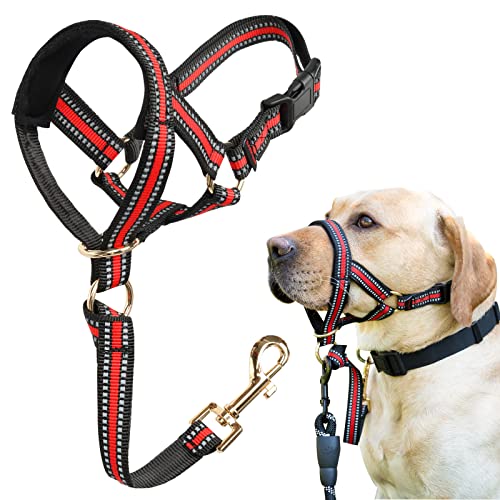 Head Collar for Heavy Pullers, No Pull Stylish Head Halter for Medium Large Aggressive Dogs, Gentle Dog Face Harness Stops Pet Pulling and Choking on Walks, Adjustable Muzzle Leash