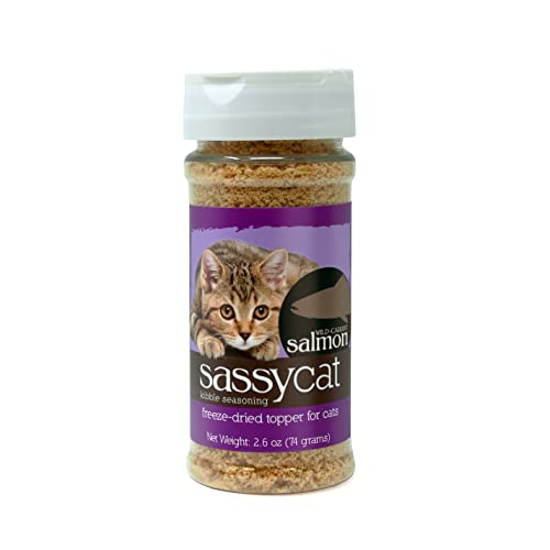 Herbsmith Sassy Cat Kibble Seasoning – Freeze Dried Salmon – Cat Food Topper for Picky Eaters – Wild-Caught Salmon