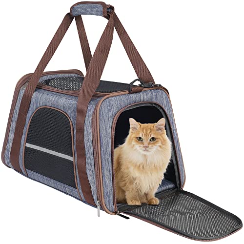 HiCaptain Soft Cat Carrier with Top Mesh Window - Pet Carrier Breathable for Medium Cats and Small Dogs Puppies up to 14 lb (Blue)