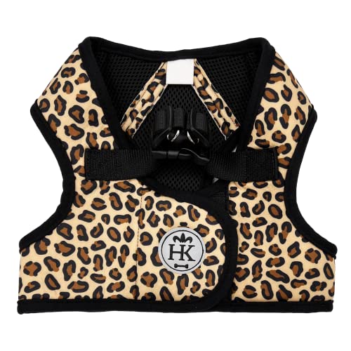 Huxley & Kent Hudson Harness | Tan Leopard (Extra-Small, 6-10lbs) | Easy Control Step-in Mesh Vest Harness for Dogs with Reflective Strips for Safety | H&K Walking, Training Harness for Dogs