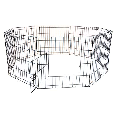 Iconic Pet Portable Foldable Metal Wire Dog Exercise Playpen, Eight Panel Pen, Black, 64” Width, 24” Height (92143)