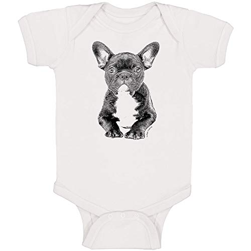 Indigo Legend Unisex Baby French Bulldog Bodysuit for Baby, Clothes (White, 3-6 Months)