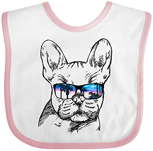 inktastic French Bulldog Portrait with Sunglasses Baby Bib White and Pink 2a719