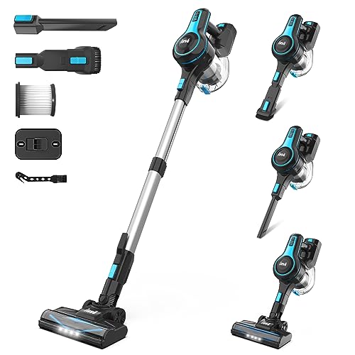 INSE Cordless Vacuum Cleaner, 6-in-1 Rechargeable Stick Vacuum with 2200 m-A-h Battery, Powerful Lightweight Vacuum Cleaner, Up to 45 Mins Runtime, for Home Hard Floor Carpet Pet Hair-N5S Navy