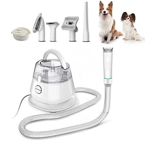 INSE P20 Pro Dog Grooming Kit, Low Noise Pet Grooming Vacuum for Dogs, Professional Dog Clippers with Powerful Vacuum Function, 5 Pet Grooming Tools for Shedding Long & Short & Thick & Thin Dogs Hair