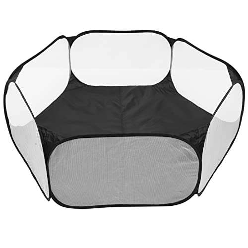 Ipetboom Puppy Playpen Indoor Dog Playpen Foldable Puppy Exercise Pen Hexagon Indoor Outdoor Play Center 6 Panel Small Pets Fence Barrier for Cats Dogs Rabbits Black Cat Playpen