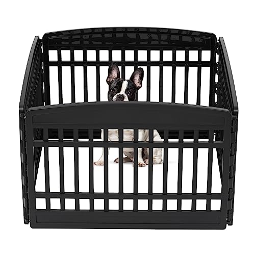 IRIS OHYAMA USA 24" Exercise 4-Panel Pet Playpen, Dog Playpen, Puppy Playpen, for Puppies and Small Dogs, Keep Pets Secure, Easy Assemble, Fold It Down, Easy Storing, Customizable, Black