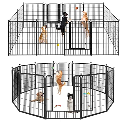 Jhsomdr Dog Playpen Outdoor Dog Kennel Heavy Duty Metal Portable Dog Pens Indoor 40" Height Foldable 12 Panels Dog Fence with Gates for Large/Medium/Small Pets Puppy Playpen for RV Camping Yard