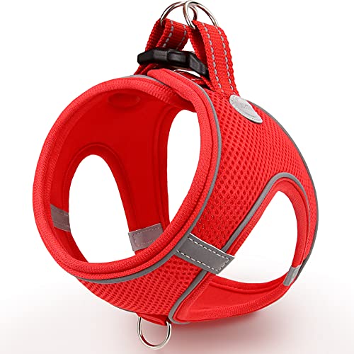 Joytale Step in Dog Harness,12 Colors,Breathable Mesh Vest Harness,Reflective Soft Padded Harnesses for Extra Small and Small Dogs,Red,S