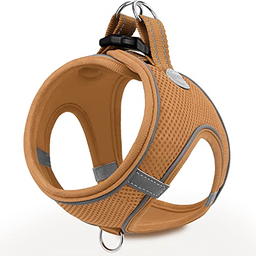 Joytale Step in Dog Harness,12 Colors,Breathable Mesh Vest Harness,Reflective Soft Padded Harnesses for Extra Small and Small Dogs,Brown,S