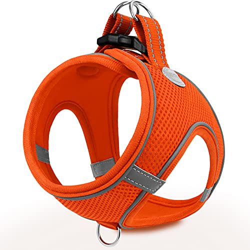 Joytale Step in Dog Harness,12 Colors,Breathable Mesh Vest Harness,Reflective Soft Padded Harnesses for Cats, Puppies and Extra Small Dogs,Orange,XXS