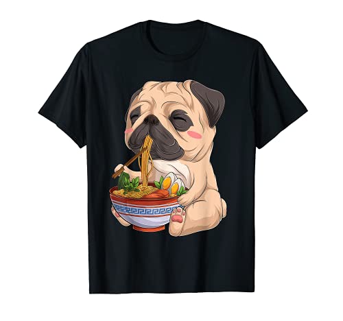 kawaii Japanese anime Pug Dog ramen Food Lovers T-Shirt