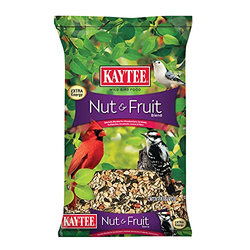 Kaytee Wild Bird Food Nut & Fruit Seed Blend For Cardinals, Chickadees, Nuthatches, Woodpeckers and Other Colorful Songbirds, 5 Pounds