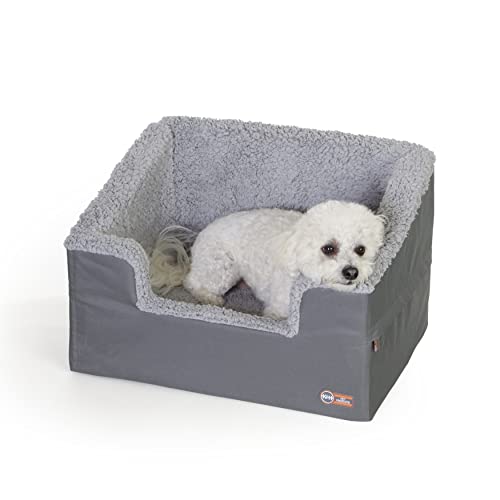 K&H Pet Products Rectangle Bucket Booster Pet Seat - Dog Booster Seat Car Seat for Dogs & Cats Collapsible Rectangle Gray/Gray Large